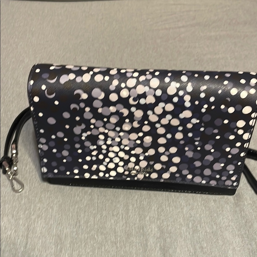 Kate Spade Black and White Clutch with Metallic Accents